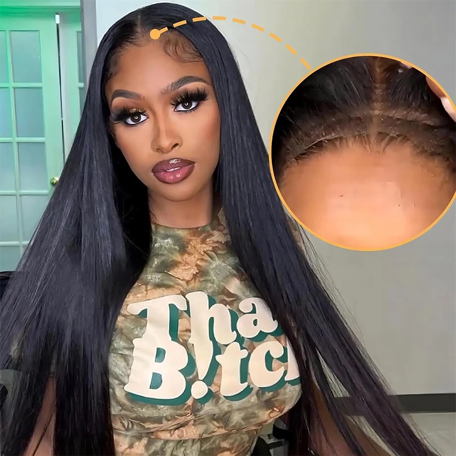 Bone Straight 5x5 Glueless Lace Front Wig Human Hair Ready To Wear 6x4 Lace Closure Wig Pre Plucked Transparent Lace Closure Wig