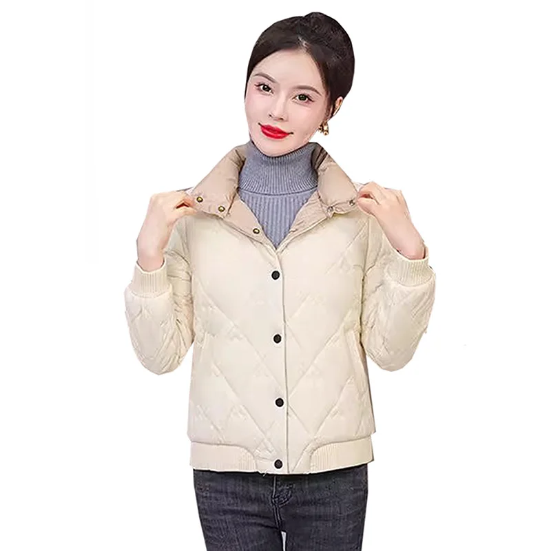 Fashion Cotton Jacket women 2023 new Casual Loose Winter Coat Women Solid color Single Breasted Tops