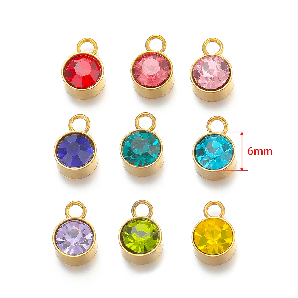 20pcs Gold Stainless Steel Zircon Beads Charms Pendant Jewelry Findings for DIY Woman Jewelry Necklace Findings Earrings Making