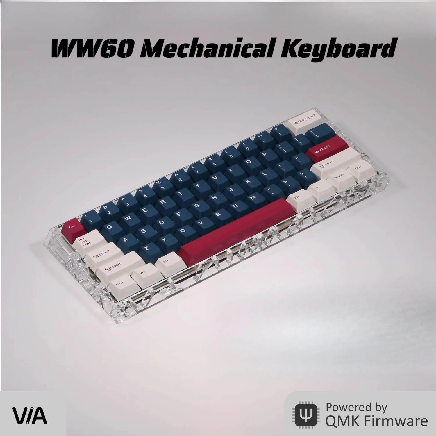 

Caimao WW60 Wired Mechanical Keyboard Transparent Resin Shell 1K/8K QMK/VIA Custom Hot-swap RGB for wooting/GH60 Keyboards