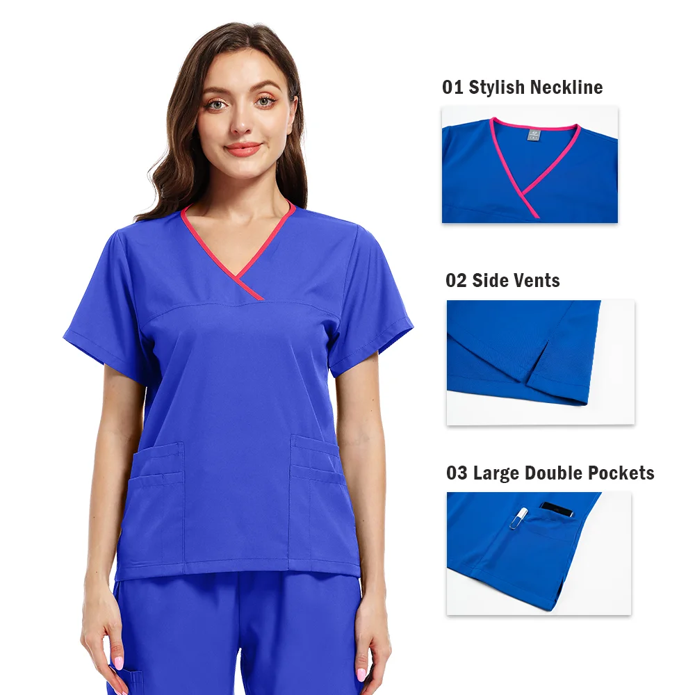 Vendita all'ingrosso Sala operatoria Uniforme medica Fichi Scrubs Set da lavoro ospedaliero Forniture Infermiera Chirurgia dentale Tuta Abbigliamento da lavoro Donna Uomo