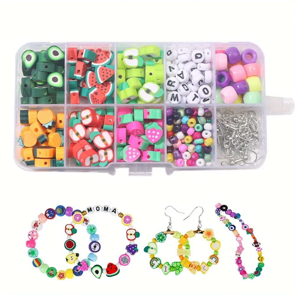 1 set of polymer clay bead bracelet making kit for DIY bracelet, friendship chain, necklace handicraft making
