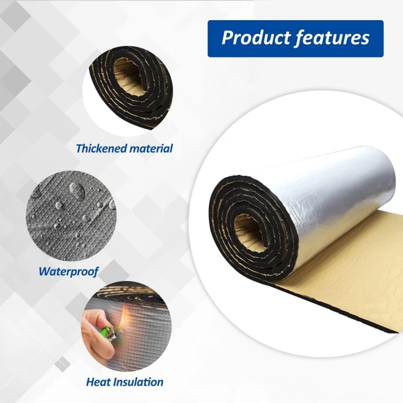 50x200cm Car Sound Deadening Mat Closed-Cell Foam Car Insulation Material Aluminum Foil Heat Shield Self-Adhesive Sound Deadener