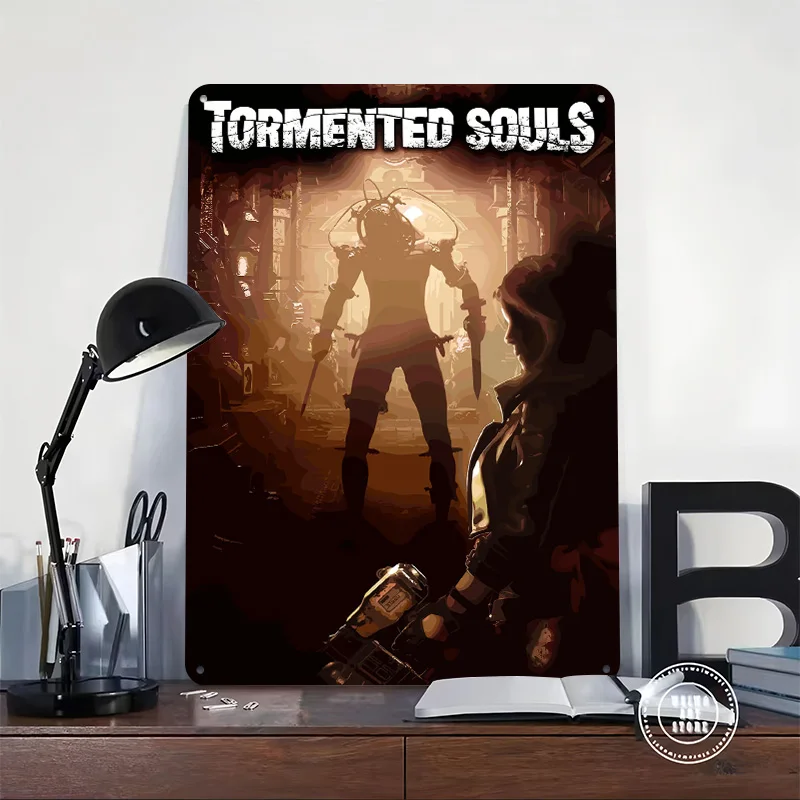 Tormented Souls Game Cover 3D Printed Texture Poster Personalized Wall Art Retro Metal Tin Signs for Luxury Decoration Home Room