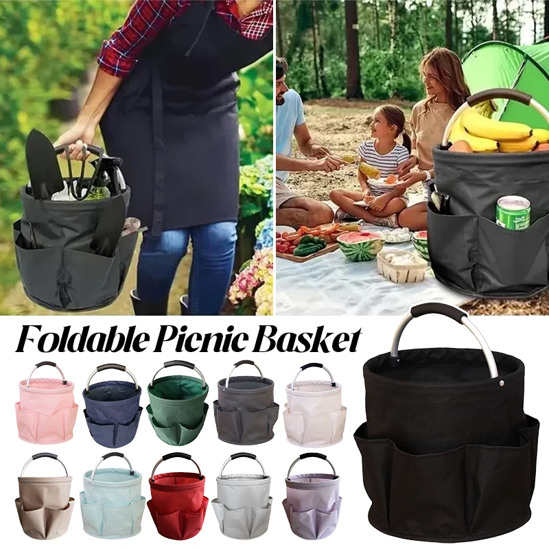 

Outdoor Beach Camping Picnic Basket Portable Foldable Organiser Bag Bathroom Wash Bag Cleaning Caddy With Handle Tool Bag