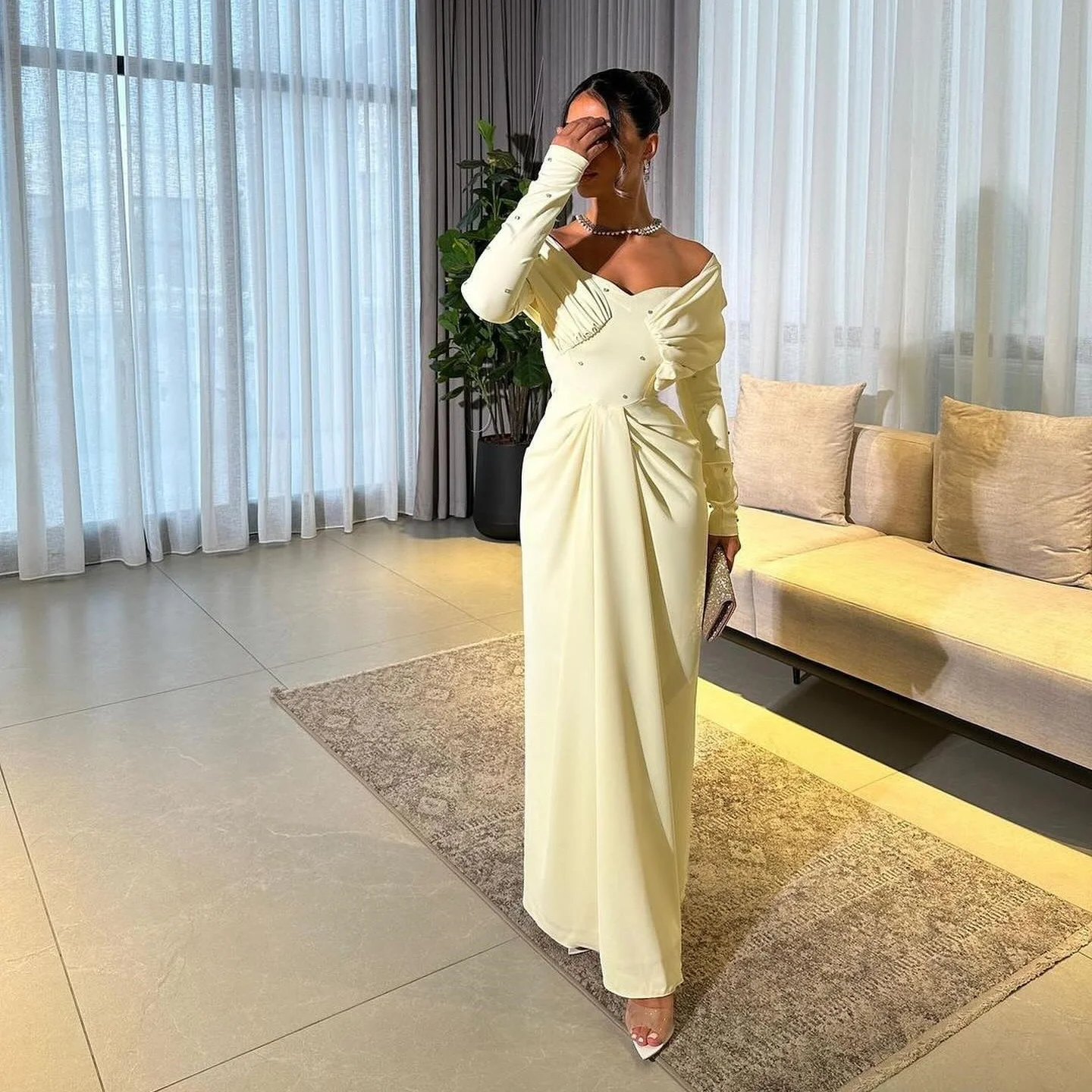 Vintage amarelo sereia vestidos de noite elegante fora do ombro babados feminino vestidos de baile personalizado celebridade casamento convidados vestidos