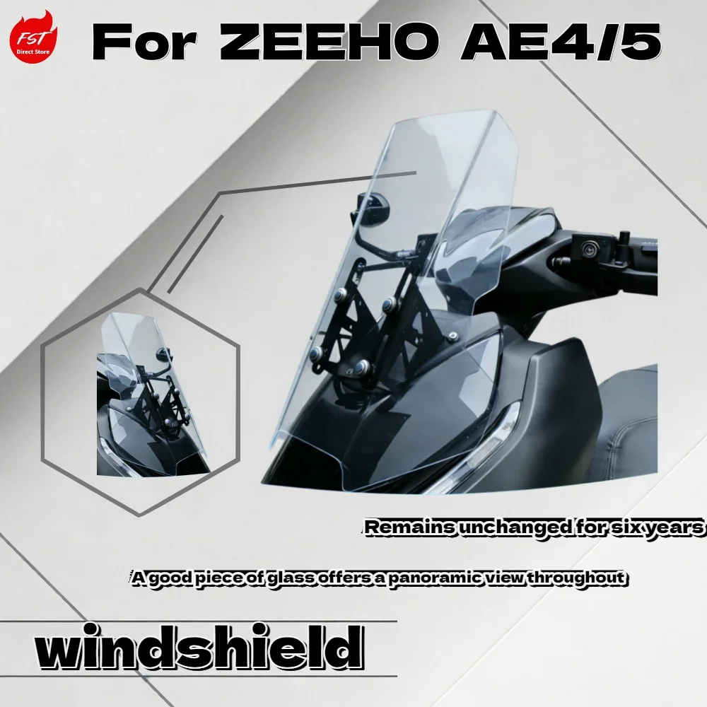 For ZEEHO AE45 Electric Vehicle Adjustable Height Straight Windshield Modified Wind Deflector Glass