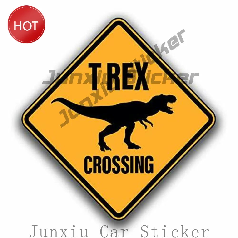 2 Pack T Rex Crossing Tyrannosaurus Rex Dinosaur PVC Car Sticker Decal For Bumper Exterior Decoration Vehicle Accessories