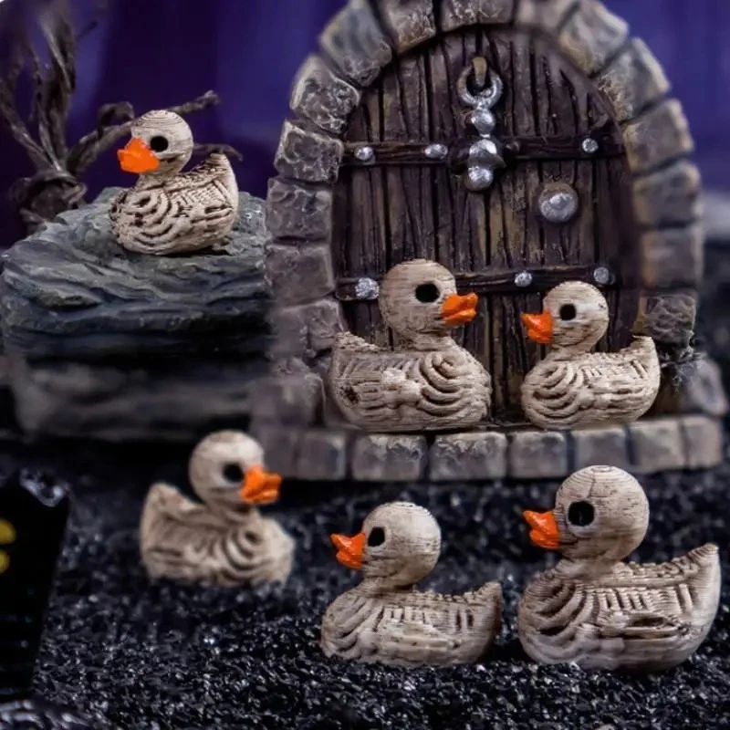 20/50Pcs Gothic Cute Skull Ducks - Resin Figurines for Halloween, Gothic Home, Office, Party - Compact Desk Decor view 4