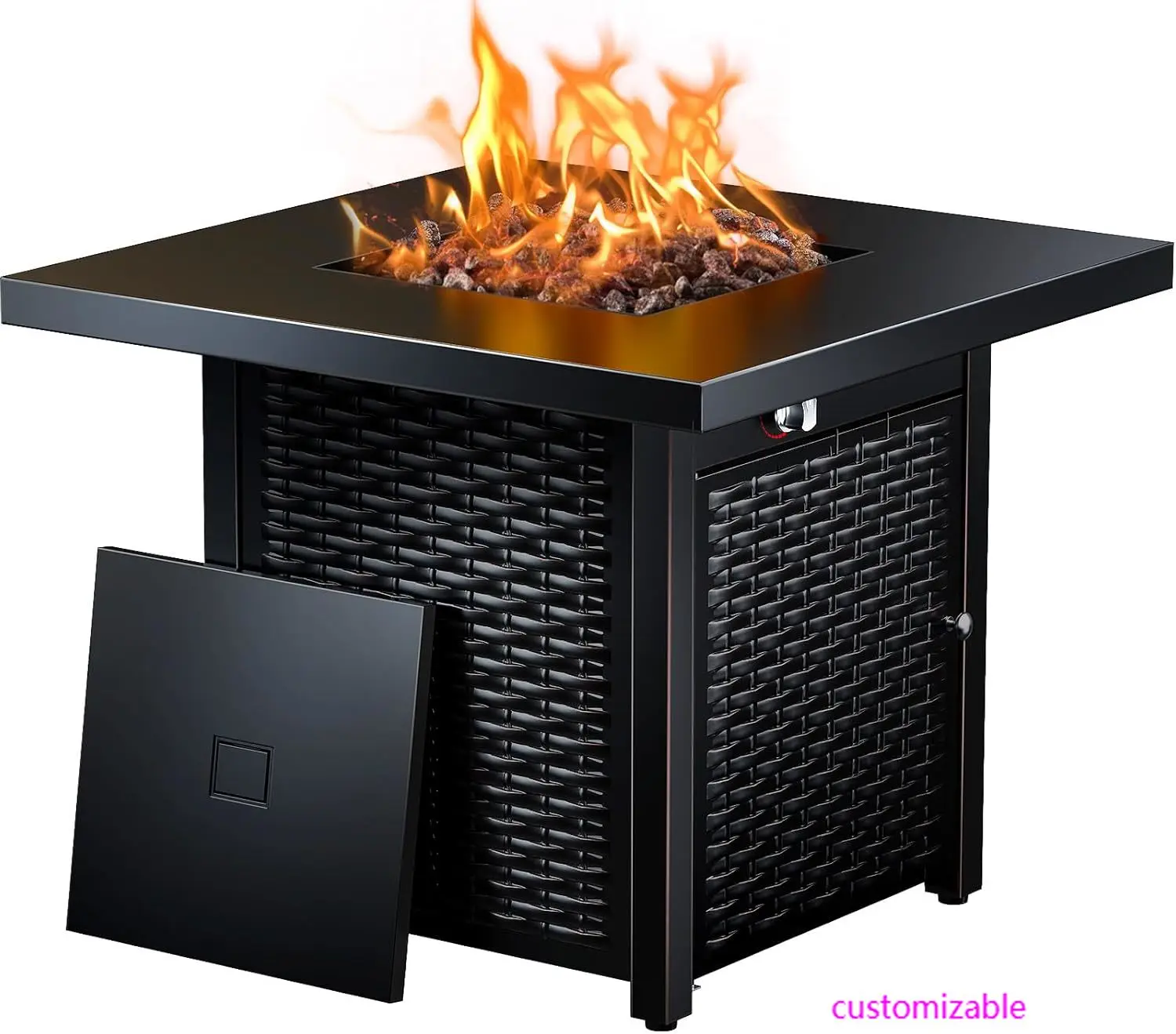 

32 Inch Propane Fire Pit, CSA-Listed Outdoor Gas Fire Pits 50,000 BTU Steel Fire Pit Table with Lid, Add Warmth and Ambience