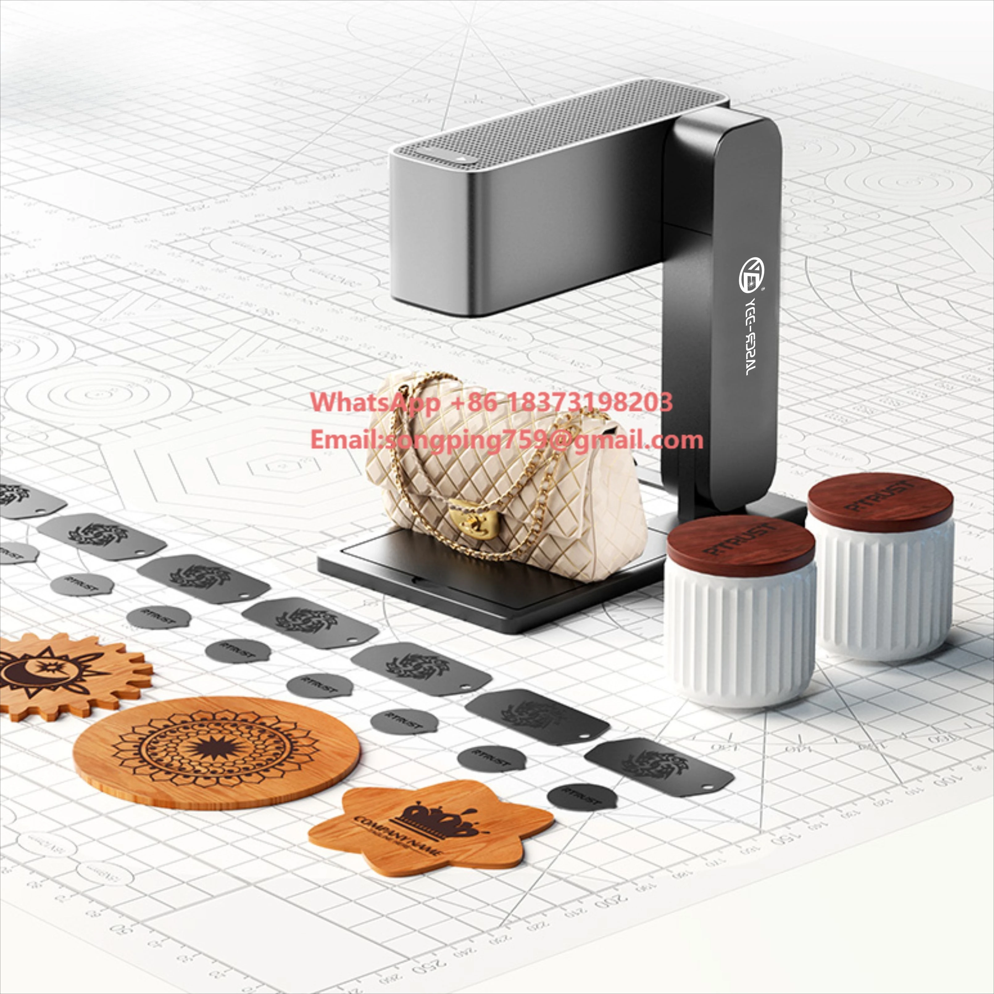 YEELASER 5W Powerful Engraving Machine  Folding Portable Engrave Glass Bottles Custom logo MINI Las er Engraver