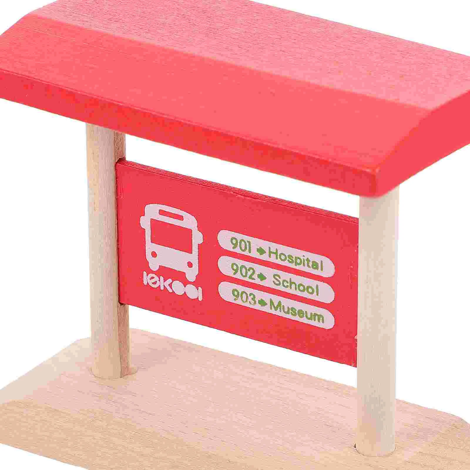 Pretend Station Platform Toy Children Toys Funny Model Wood Railway Decorative Wooden Toddler Childrens