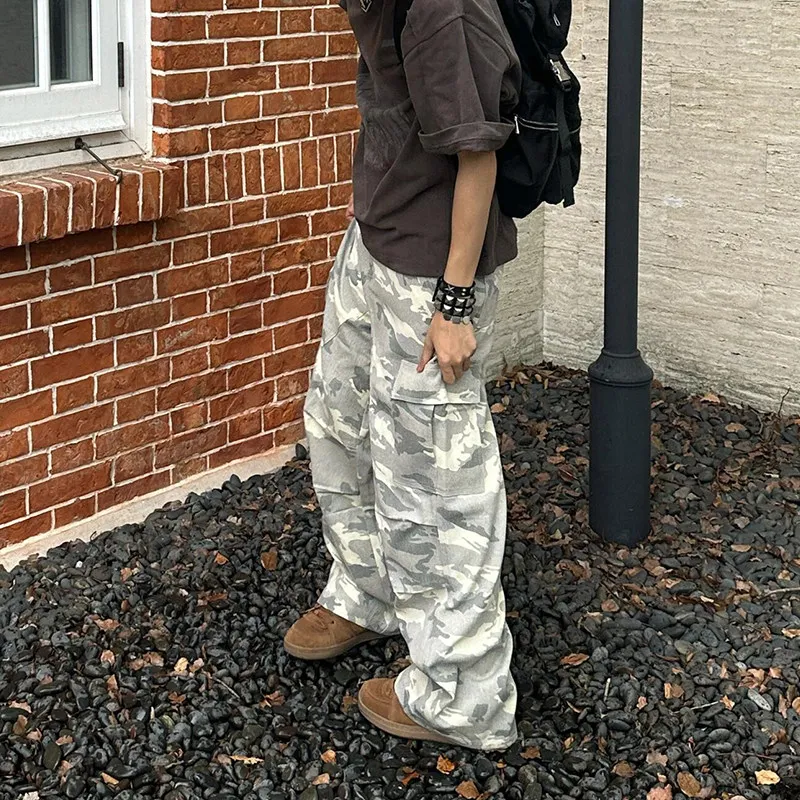 Pantaloni da lavoro mimetici larghi a gamba dritta ey Pantaloni casual da paracadutista da uomo bianchi americani retrò