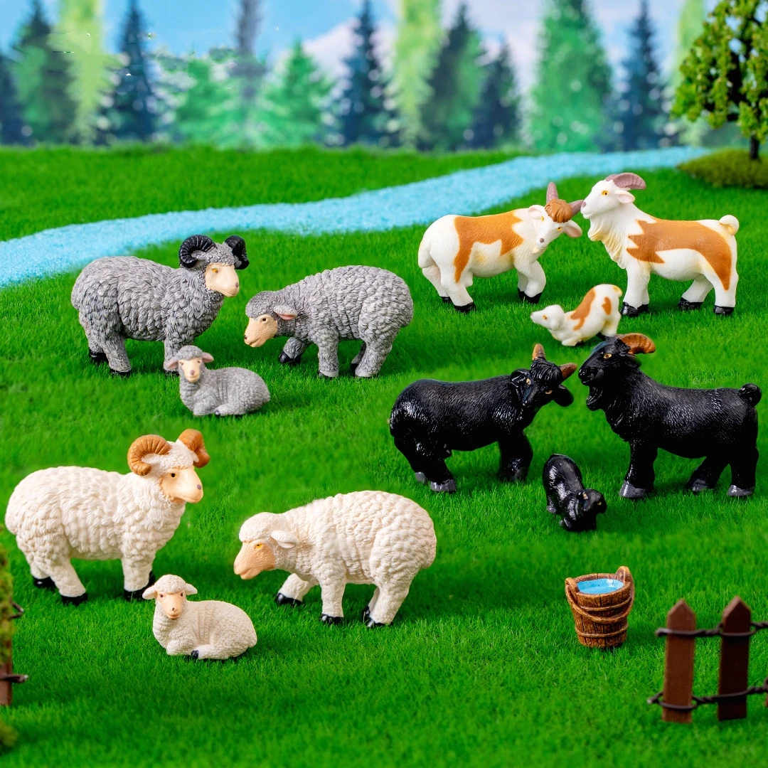 Sheep Resin Animal Goal Lamp Miniature 10pcs Kawaii Figures Bulk for Micro Fairy Garden Landscape Accessories