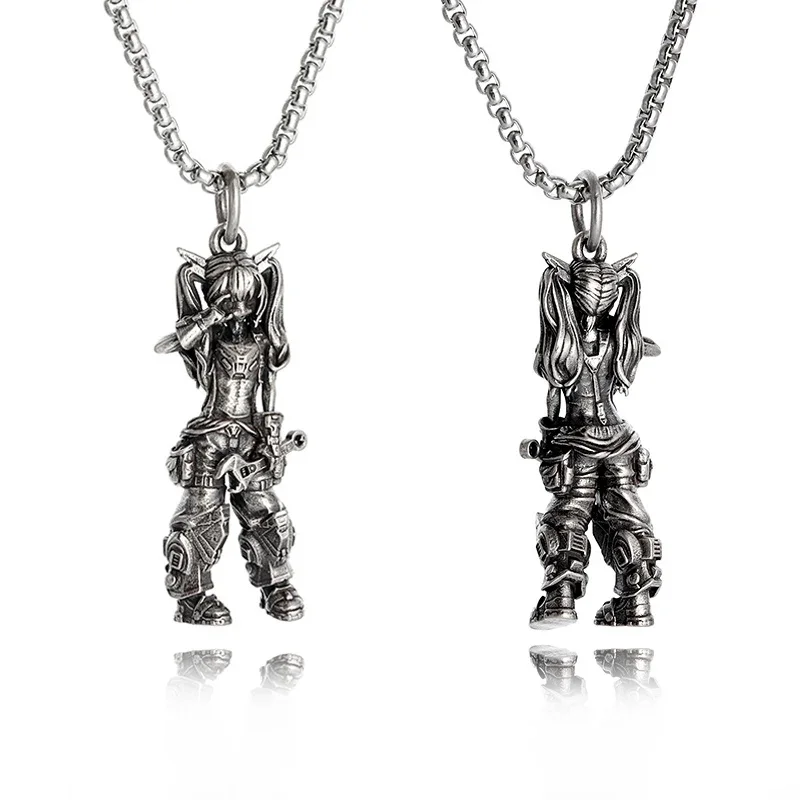 Vintage Punk Biker Girls Pendant Fashion Necklace for Men Women Motorcycle Riding Statement Jewelry Gifts view 6