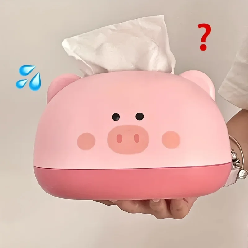 Niedliche Cartoon-Badezimmer-Schubladenbox, Kreativer Schweinchen-Bär Kaffeetisch, Ausziehbare Taschentuch-Aufbewahrungsbox