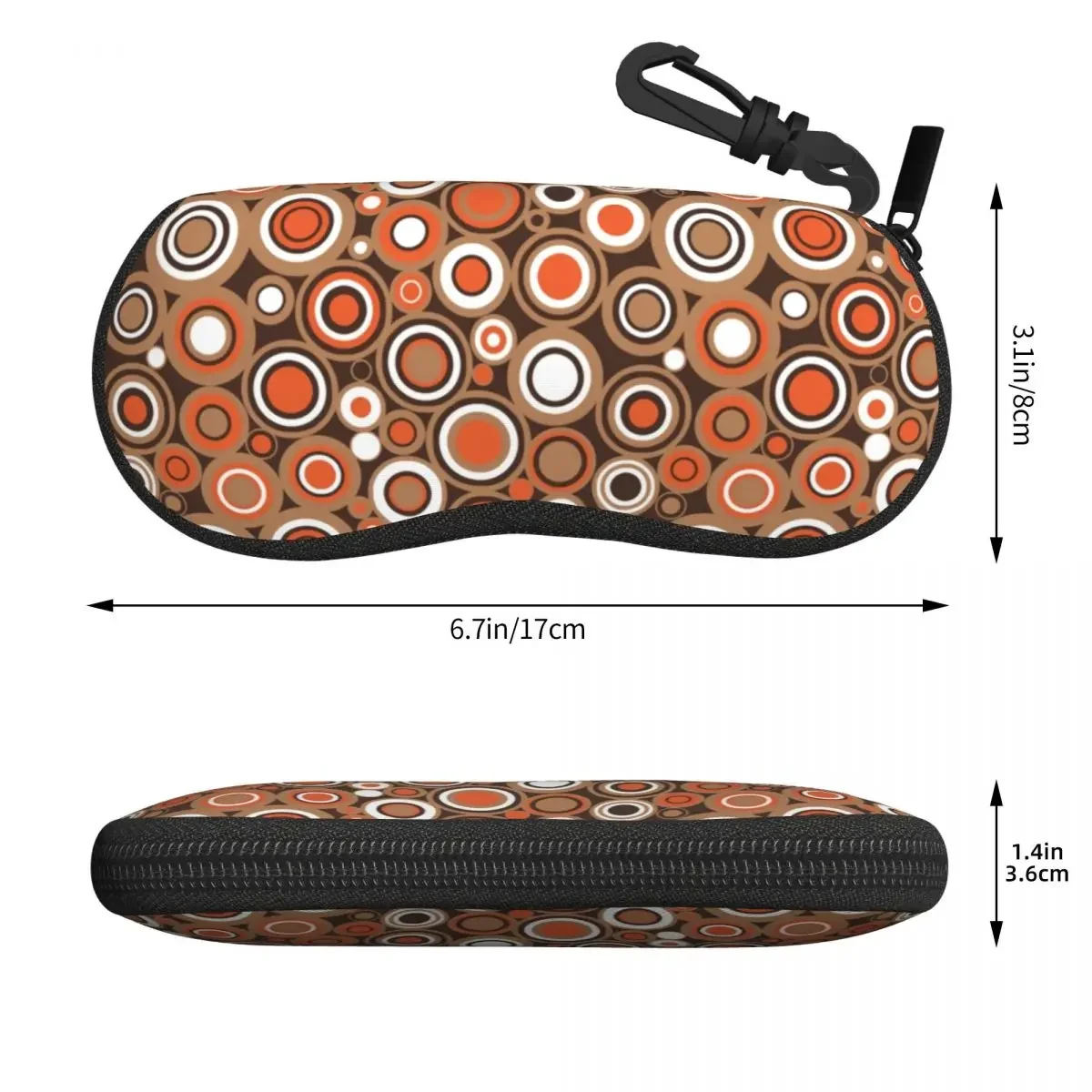 Custom Orange White And Brown Circle Retro Pattern Shell Glasses Case Unisex Travel Eyeglasses Case Sunglasses Protector Box