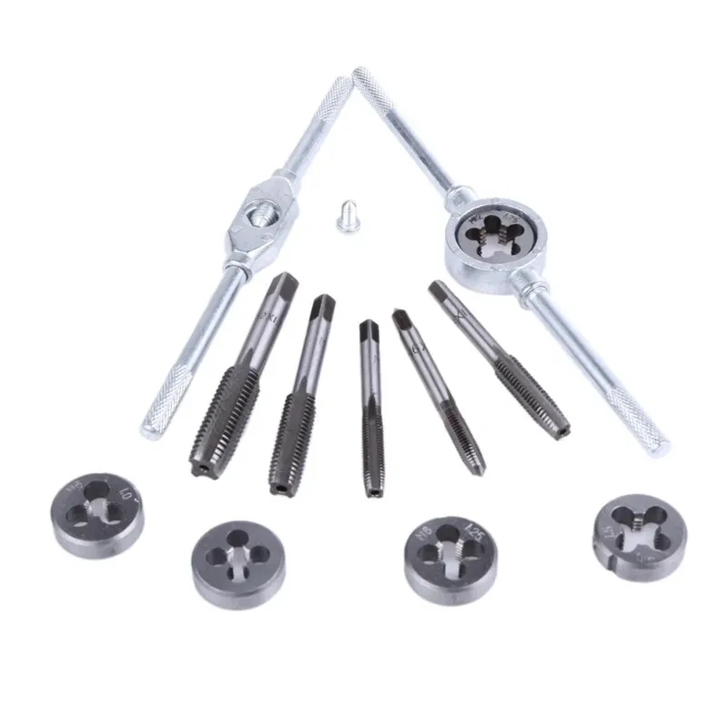 HSS Taps Dies Wrench Tap Plate Thread Set Multi-Spec Round Metric Wrench Cutting M3- M12 Die Holder Booster Rod Stranded Kit