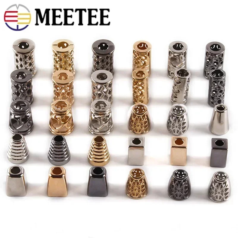 Meetee 100Pcs Metal Bells Buckle Tighten Adjust Fixed Cord Lock Stopper Pants Drawstring Non-slip Rope End Decoration Button