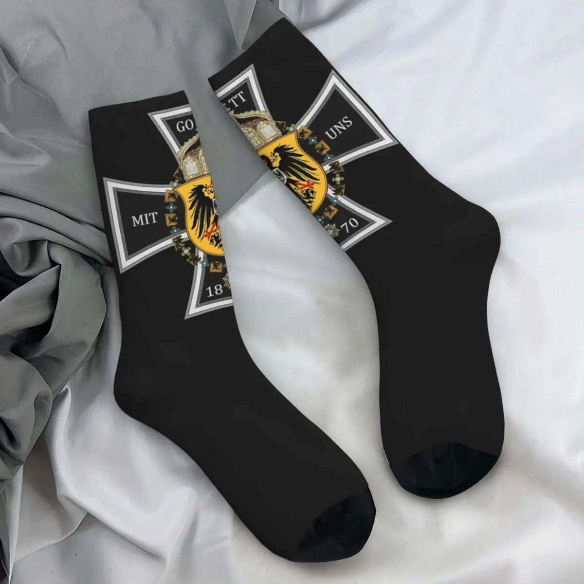 German 1870 Gott Mit Uns Iron Cross Socks Germany Casual Stockings Women Men Soft Climbing Socks Spring Printed Anti Skid Socks