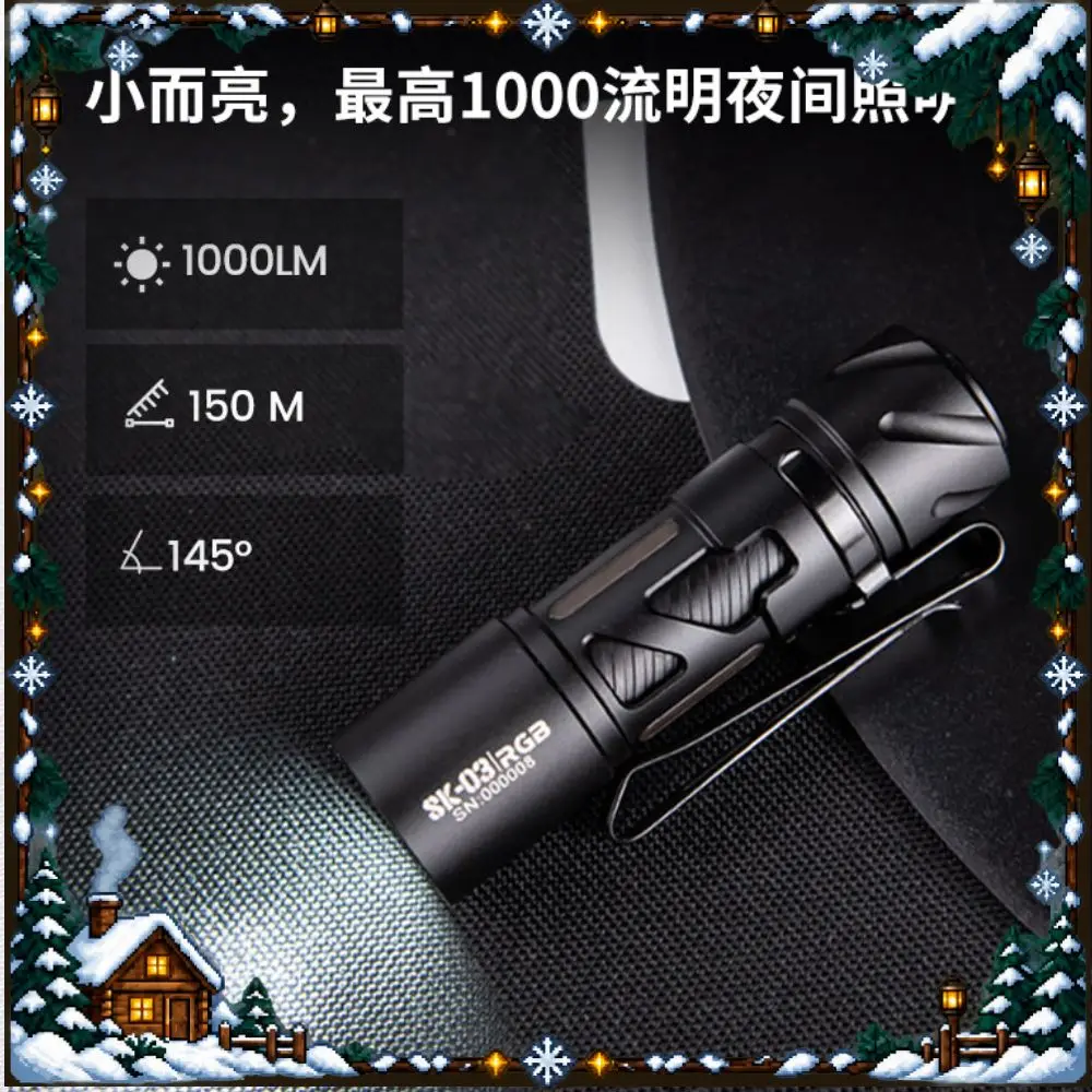 LOOP GEAR SK03 RGB Multi 1000LM EDC Flashlight AA/USB-C Compact Ultra Bright Long Range Outdoor Charging Durable Flashlight