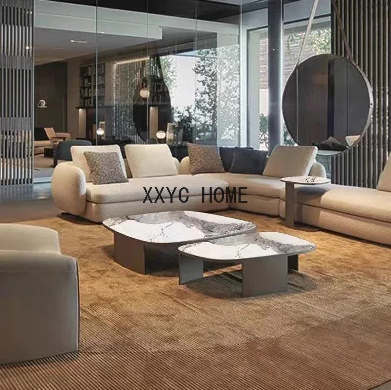 Plaat Salontafel Woonkamer Sofa Bijzettafel Klein Appartement Roestvrij Staal Speciaal Gevormde Grootte Combinatie