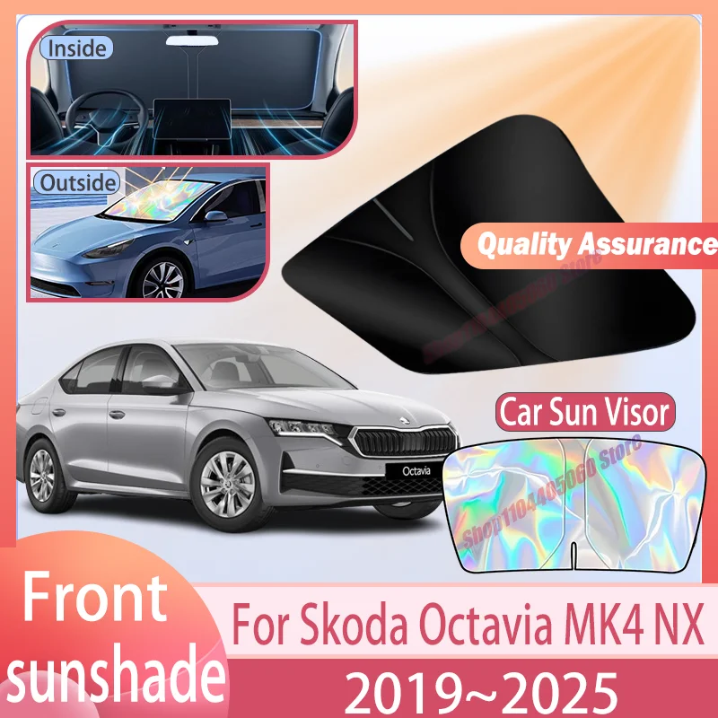 For Skoda Octavia MK4 NX 2019~2025 2024 2023 2022 Front Windshield Sun Visor Cover Anti UV Protection Accessories Car Sunshade