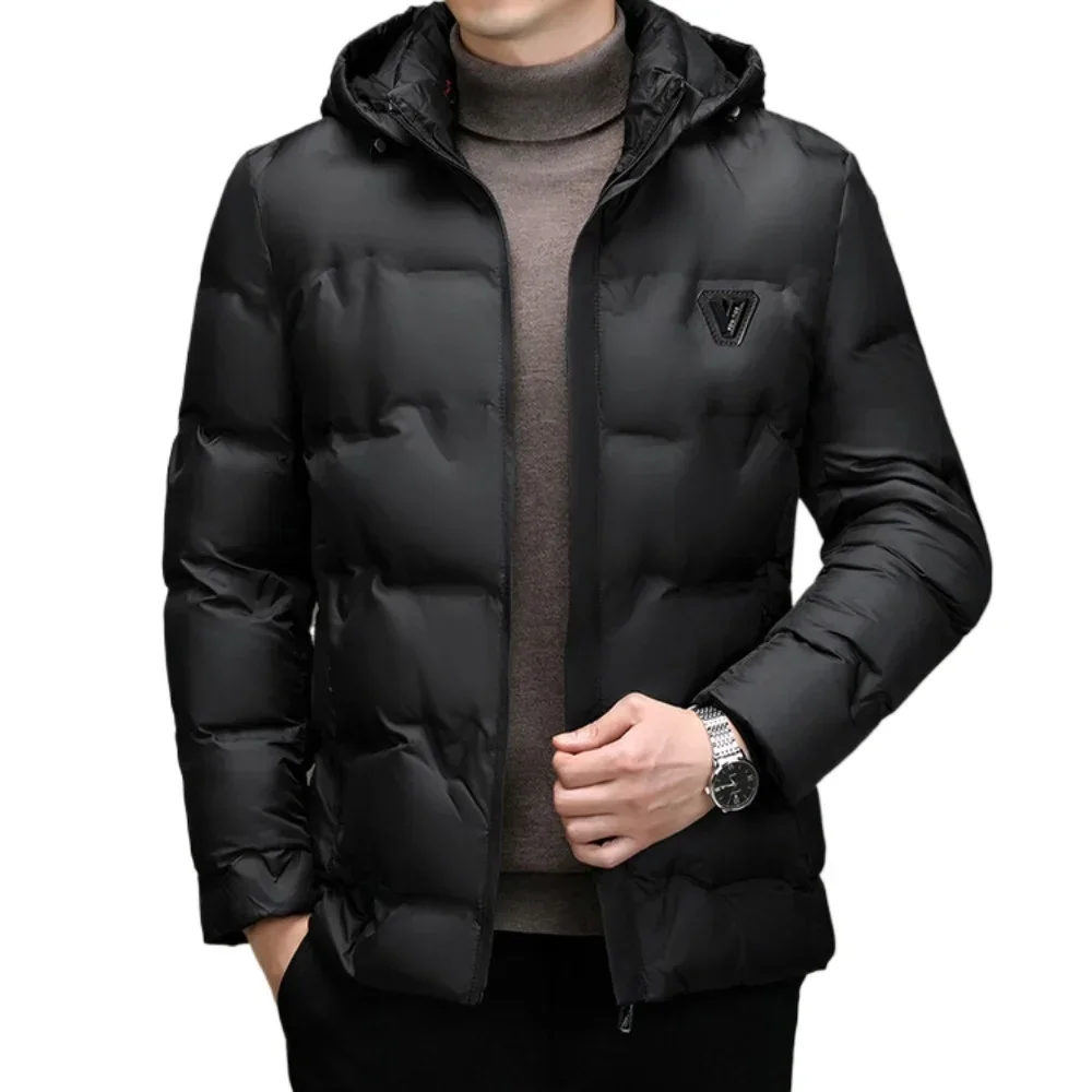 Men's Thickened Cotton Jacket Velvet  Short Hoodies Jacket with Windproof and Warm Design Parkas Coats