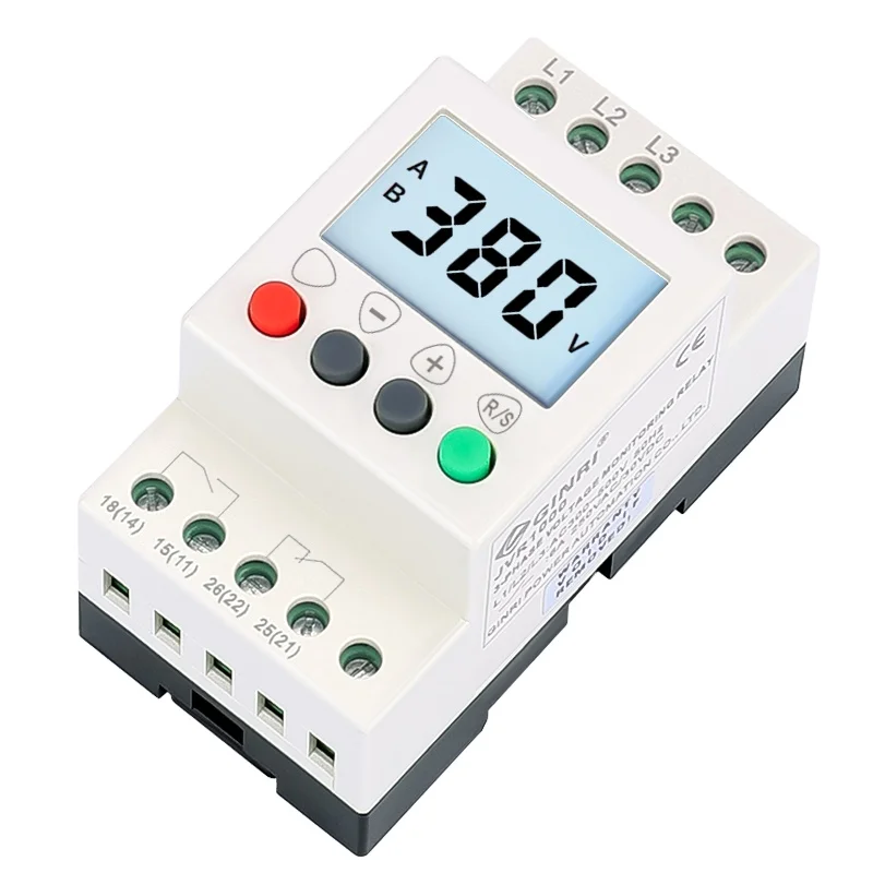Monitor trifásico de bajo voltaje y sobretensión con retardo de tiempo, 6A, 250V, 220V CA, 1NO, 1NC, con registro de fallos
