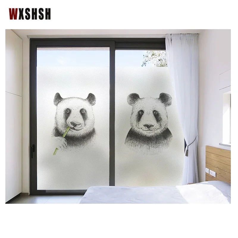 Customized Size Window Film Electrostatic Panda Pattern Privacy Protection Water-Proof Explosion-Proof Home Decoration