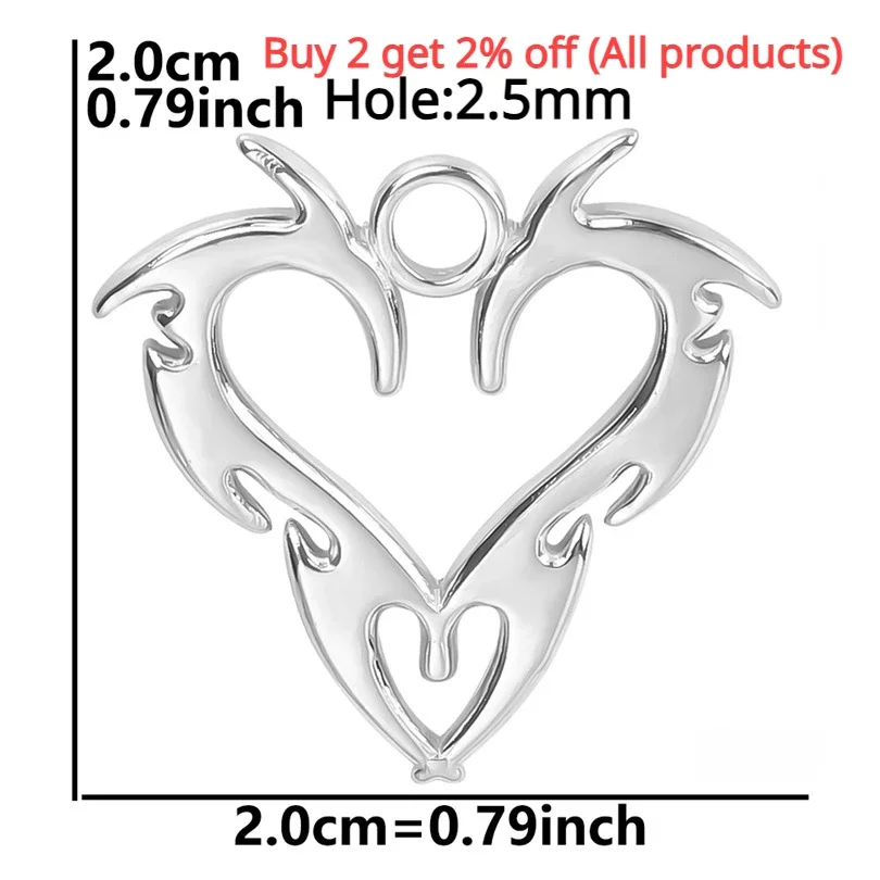 WZNB 5Pcs Heart Dragon Charms Gothic Stainless Steel Pendant for Jewelry Making Handmade Earring Necklace Diy Accessories