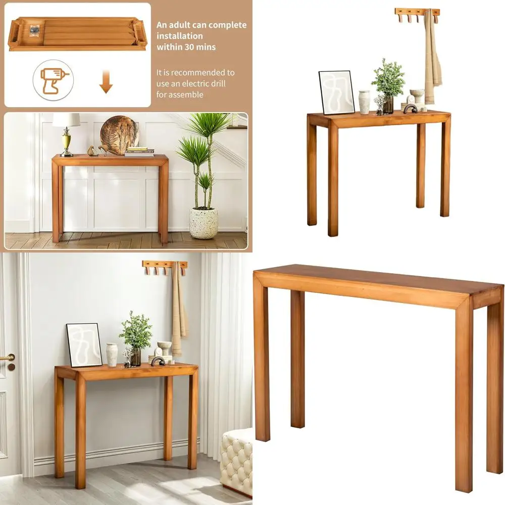 

46 Modern Light Brown Pinewood Console Table for Entryways, Living Rooms, and Hallways