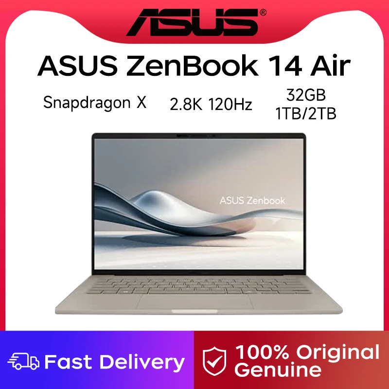 ASUS ZenBook 14 Air Laptop Snapdragon X  32GB 1TB/2TB 2.8K 120Hz 1,100 nits OLED AI Ultra-Slim Notebook Computer