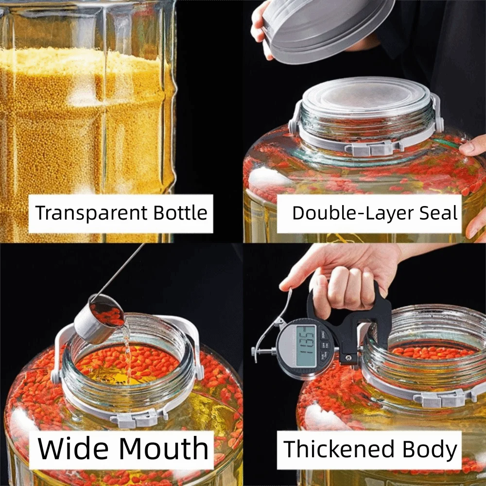 Tarro de fermentación de vidrio sellable, contenedor de almacenamiento para uso doméstico, contenedor Sed, Material de vidrio, botella de vino blanco, vino de ciruela