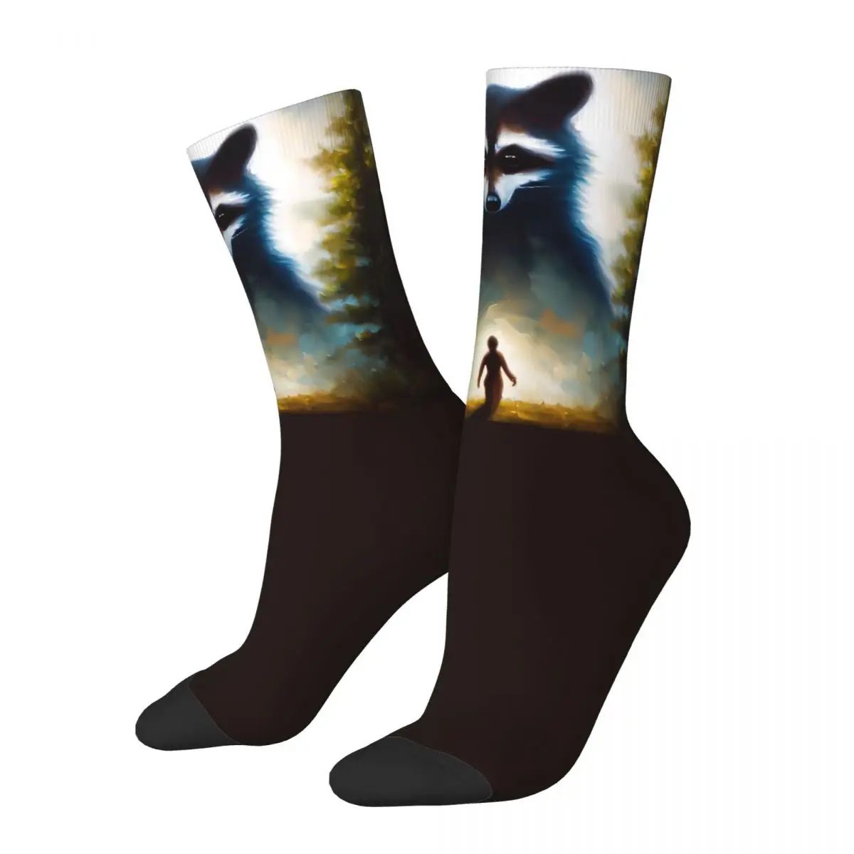 Spirit Animal Raccoon Sock Printed Man Polyester