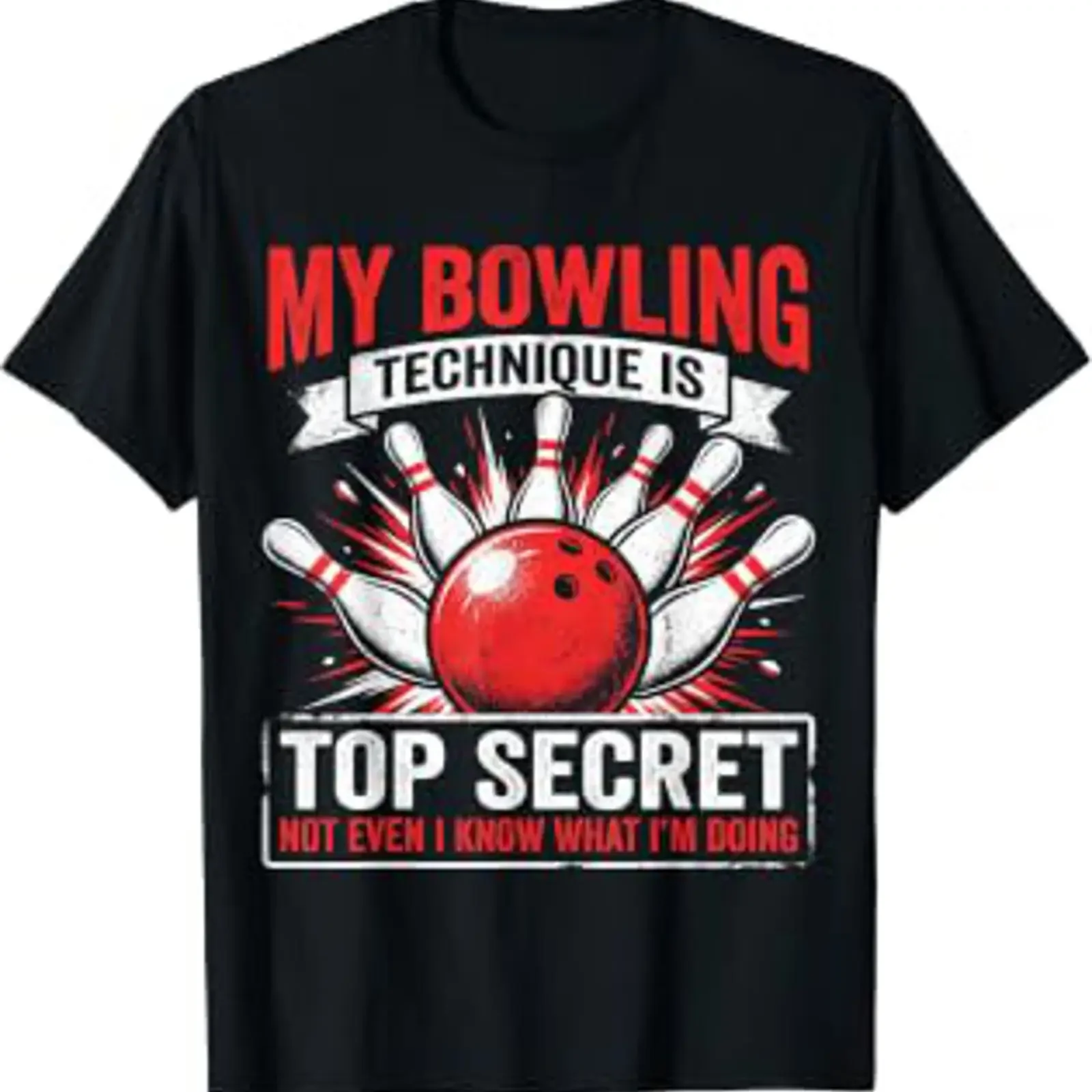 Funny Bowling My Technique is Top Secret T Shirt vintage Washed Breathable Soft homme designer clothes graphic Unisex