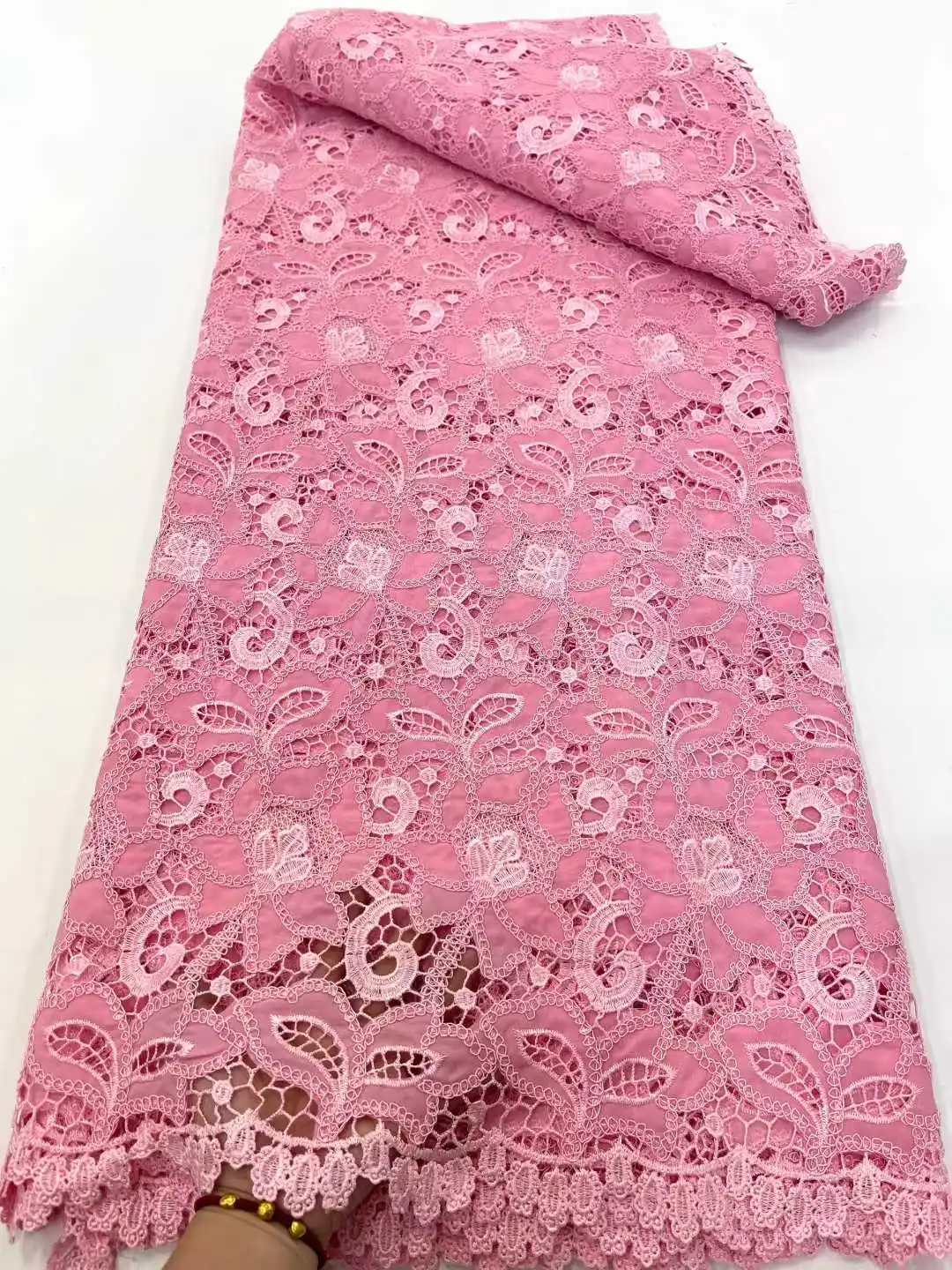 

French Mesh Milk Silk Chiffon Lace Fabric 2025 Latest African French Guipure Laces Fabrics for Nigerian Wedding Dresses Sewing