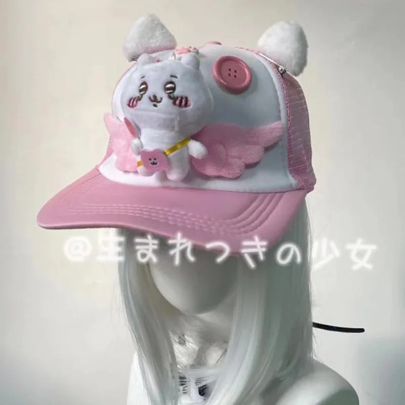 

Kawaii Miniso Chiikawa Hat Hachiware Usagi Cute Anime Girl Sun Protection Sports Hat Canvas Cotton Holiday Gift