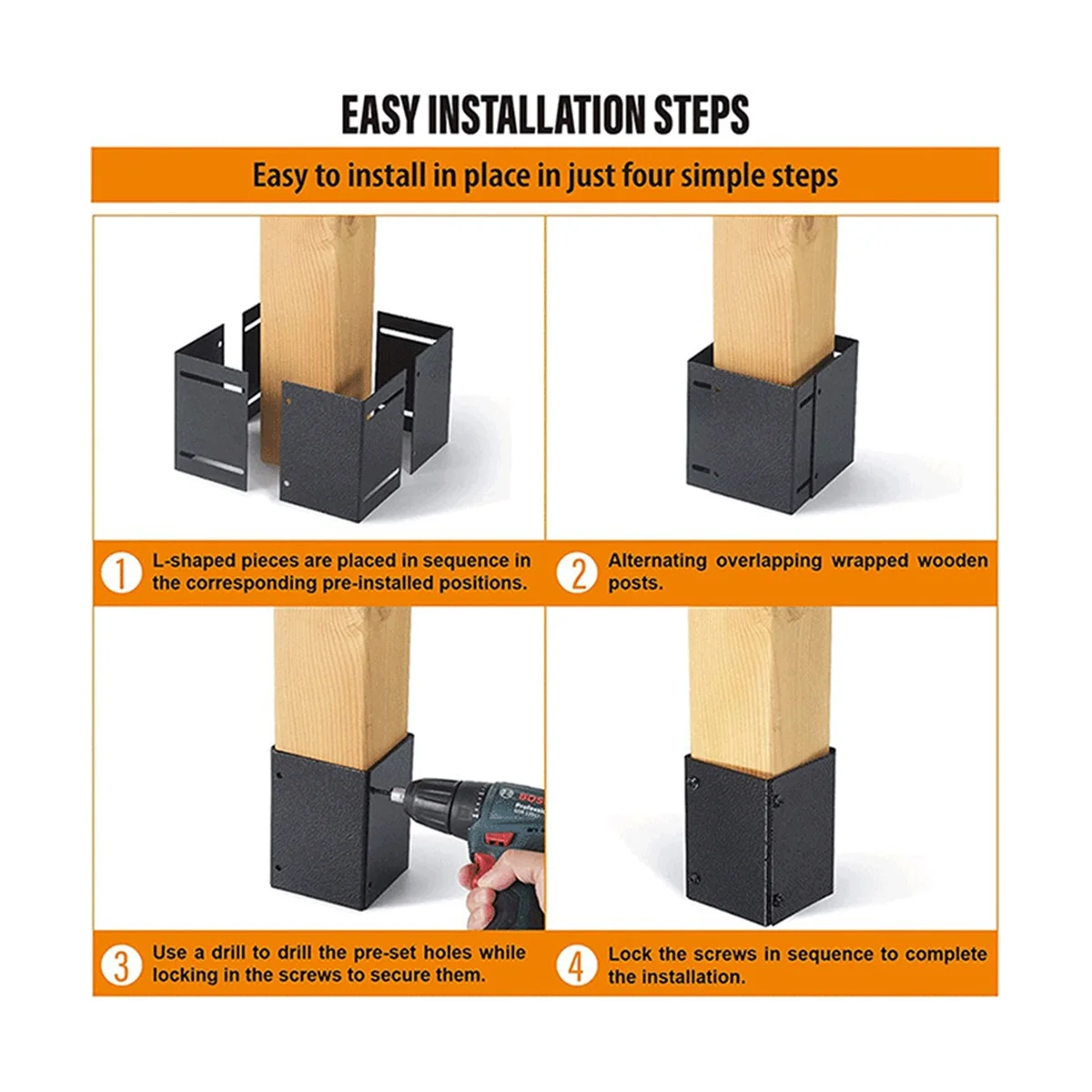 

Sturdy Stainless Steel Adjustable (Range 3.3-6Inch) Post Protector,Protects Wooden Mailboxes Fences From Lawnmower Rain Damage