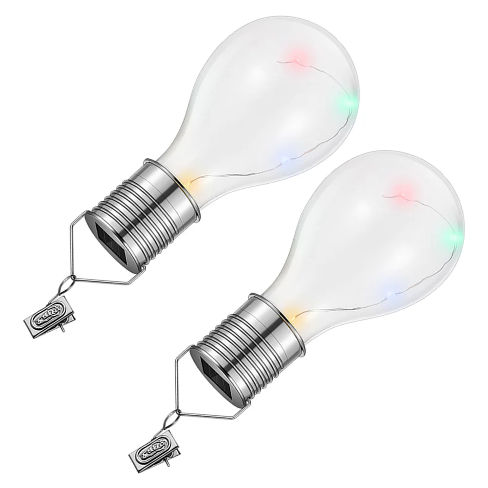 

4pcs Solar Powered Glass Bulb LED Copper Wire Lights Lamp Hanging Lamp Bulb for Garden (Transparent, Colorful Lights)