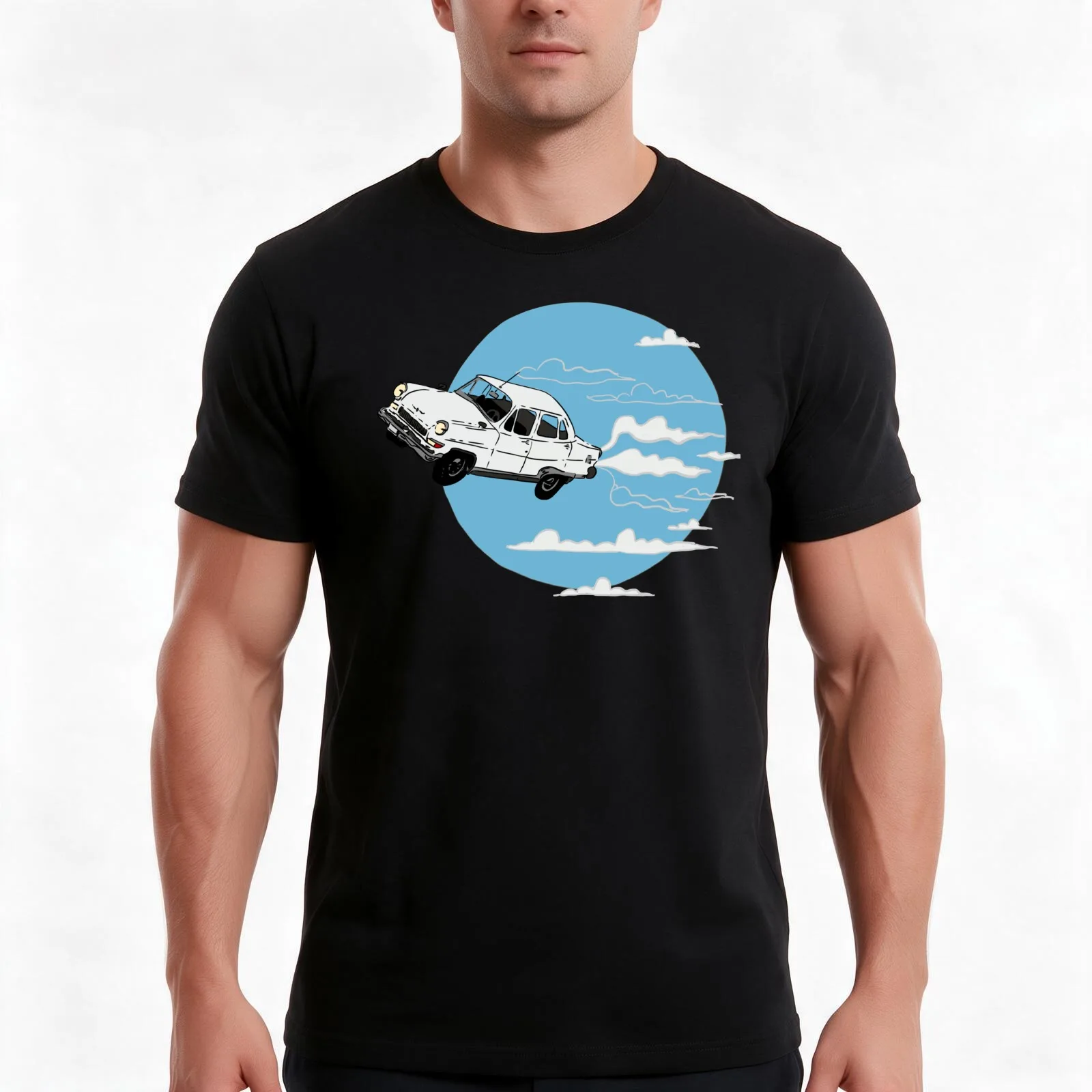 Clouds Creator T-Shirt, Summer Casual Cotton Tee, Oversized Streetwear Tops, Vintage Graphic Print, Loose Fit Short Sleeve