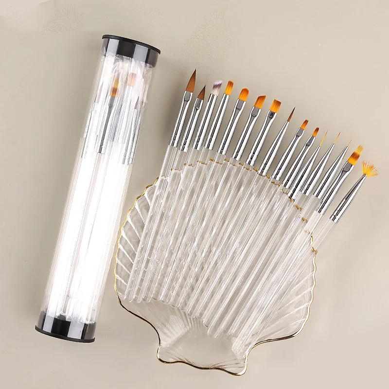 

15Pcs Acrylic Nail Brush Set for Nail Art Design, Complete Painting Liner Dotting Fan Blender Tools for Gel Polish Manicure