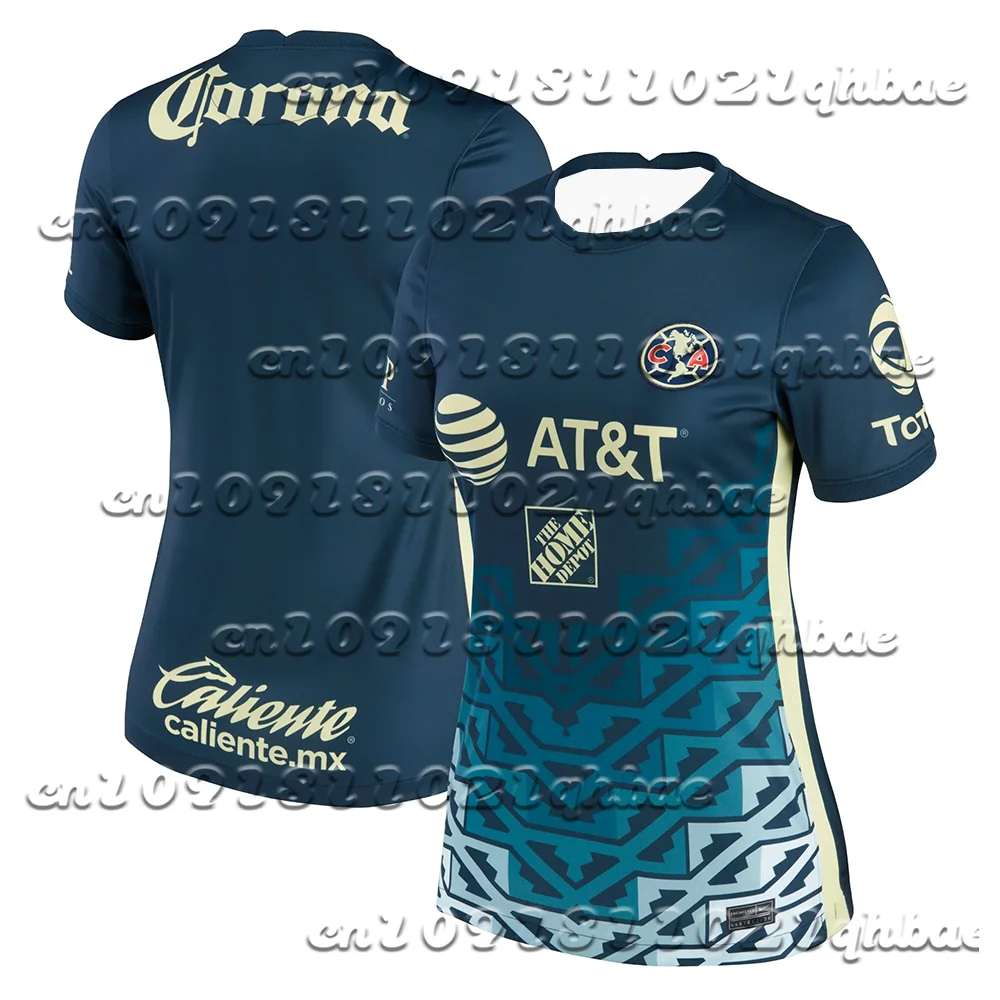 Camiseta de fútbol Navy Club America Away para mujer, camiseta clásica de manga corta transpirable de secado rápido, Top informal de gran tamaño