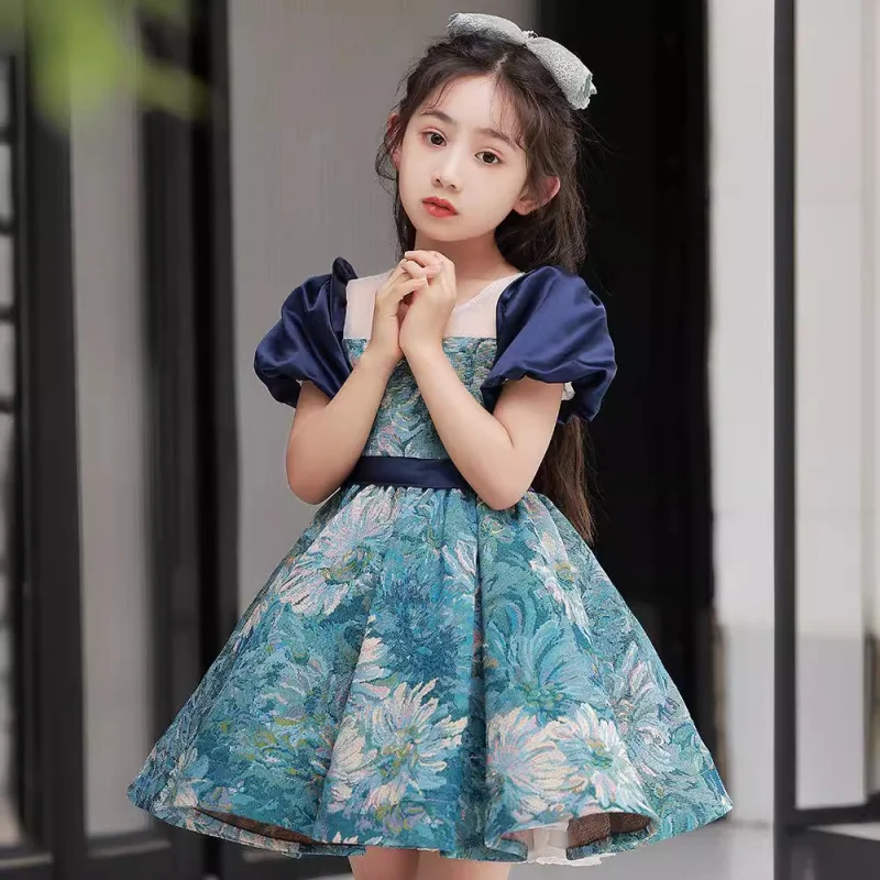 Girls' Host Dress High-End Princess Dress Spring Little Girl Model Show Children's Piano Performance Costume