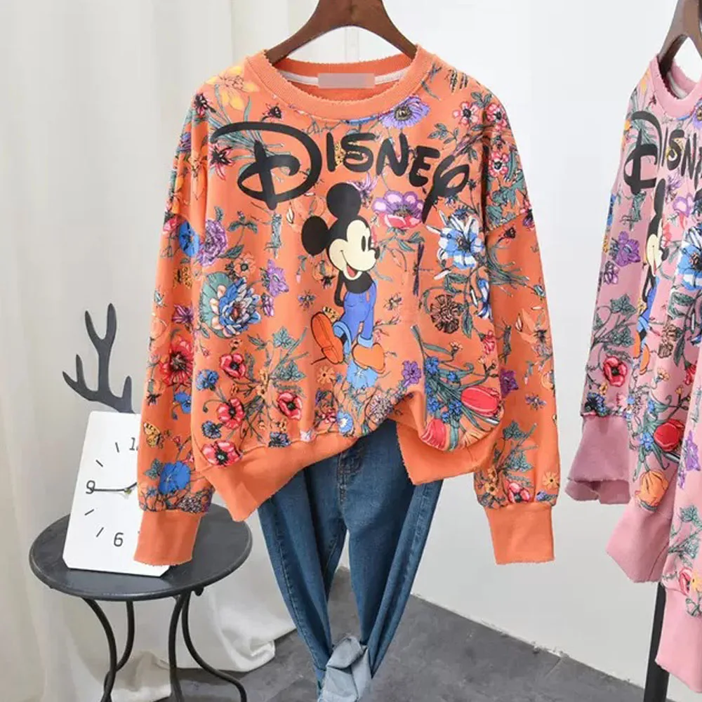 Disney Women Hoodies Mickey Mouse Cartoon Korean Style Autumn Spring Pullovers Sweatshirts Long Sleeve Clothes Harajuku Hoody