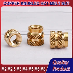 M2 M2.5 M3 M4 M5 M6 M8 Insert Brass Nut Hot Melt Knurled Heat Threaded Injection Embedment Copper Nut for Plastic Insertion