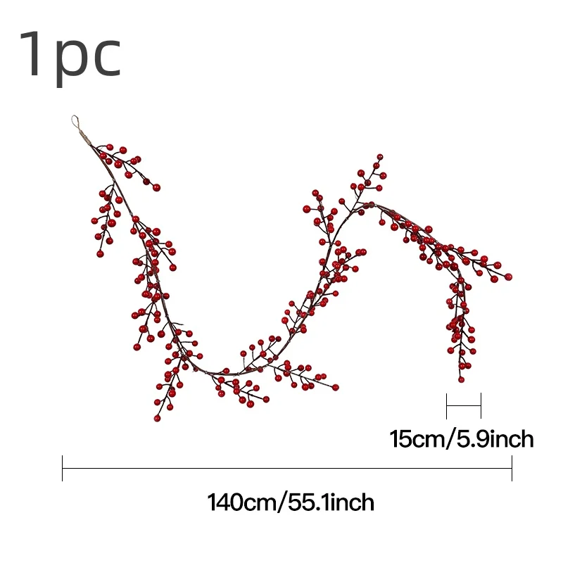 1pc Simulation Christmas Fortune Fruit Vine Christmas Party Home Decoration Landscape Hanging Wall Flower Arrangement