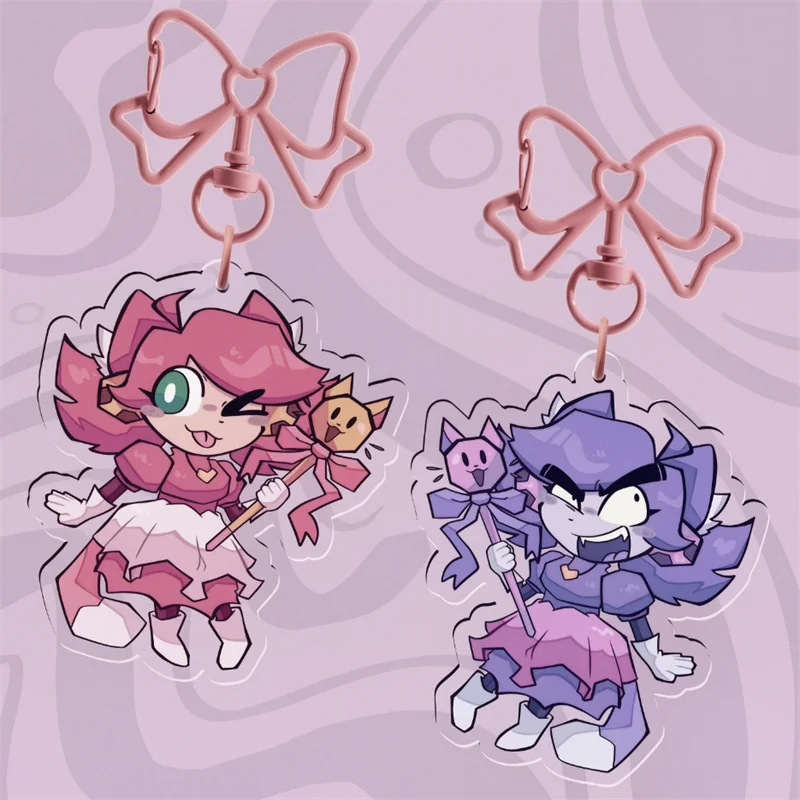 Mad Mew Mew / Pink Double Sided Acrylic Keychain Cute Anime game Character Pendant Keyring for Fans Gifts