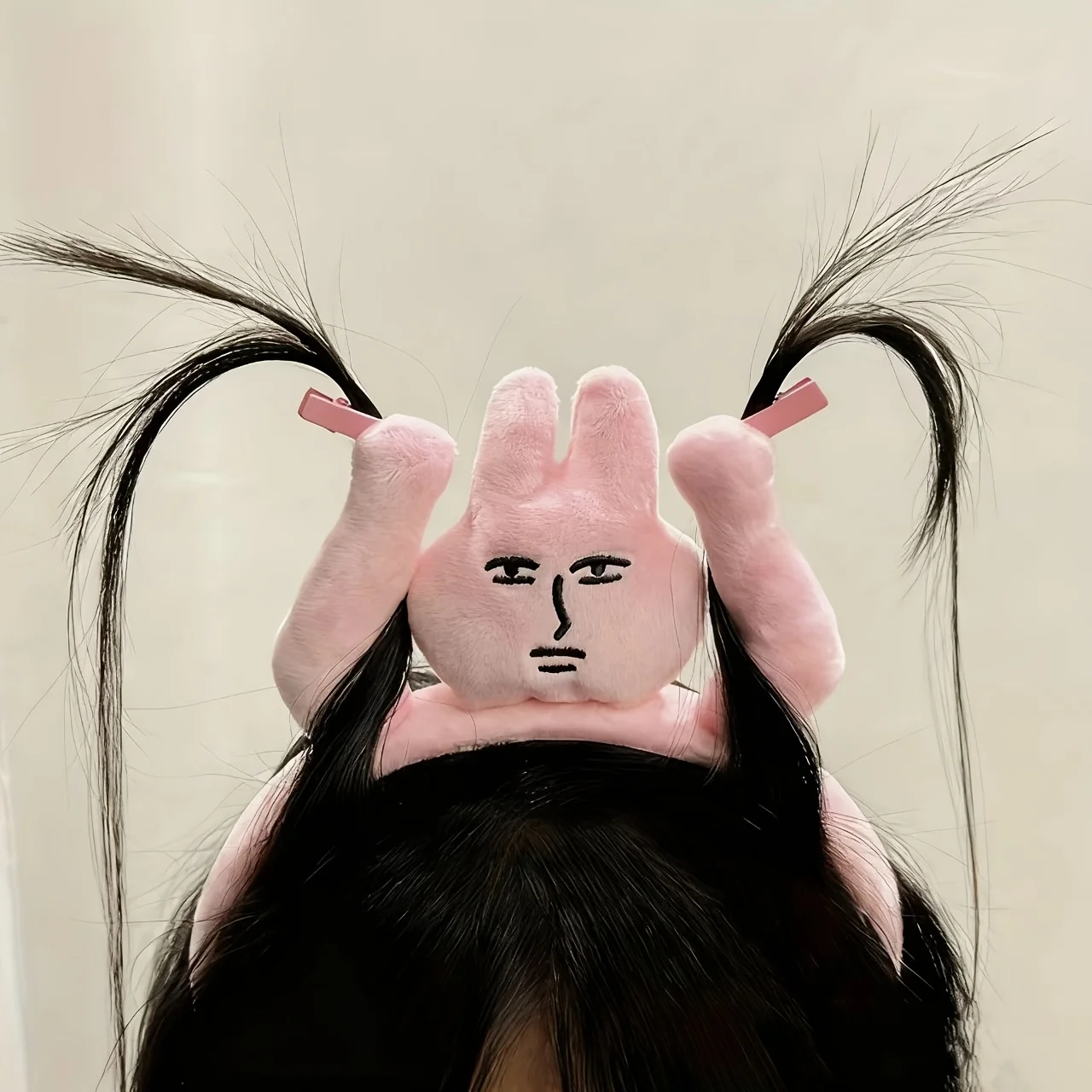 

1 аксессуар для волос розового кролика — повязка на голову с ушками кролика мгновенного действия, регулируемая заколка для волос, создатель хвоста с подъемом челки, милые аксессуары для волос