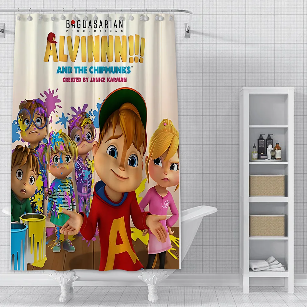 Shower Curtain A-AlvinS and the Chipmunks Waterproof Polyester Fabric Paint Bath Curtains Home Bathroom Decor Curtain With Hook